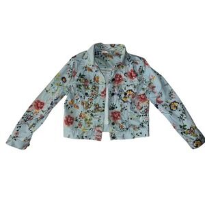 Alice + Olivia Floral Print Biker Jacket Sz M/L Boho Cottagecore Luxury